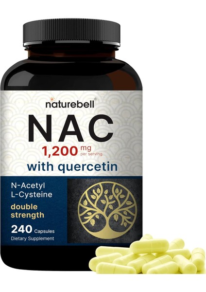 Nac 1200 mg Per Serving, N-Acetyl Cysteine With Quercetin Double Strength 240 Capsules