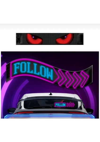 LED Ekran Panel Matrix Cama Yapışan Tabela Telefonla Kontrol Edilebilen Uzaktan Kumandalı 12CM*60CM modelleri