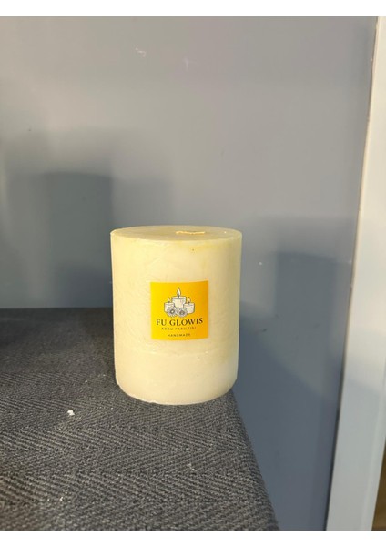 Fu Glowıs Özel El Dökümü Büyük Boy Silindir Mum – Dekoratif Eskitme Tarzı | Krem | 12 x 19 cm fiyatları