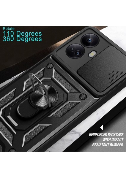 Tecno Camon 19 Neo Kılıf Kamera Korumalı Sürgülü Yüzüklü Armor Military Tank Koruyucu Kapak fiyatları