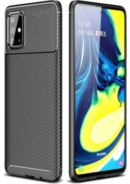 Samsung Galaxy A51 Kılıf Rugged Armor Darbe Emici Uzun Ömürlü Dayanıklı Parmak İzi Yapmaz Karbon Tasarım Negro Silikon Kapak