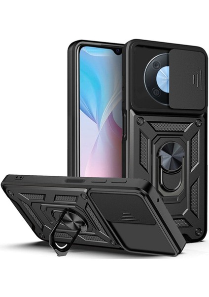 Huawei Nova Y90 Kılıf Kamera Korumalı Sürgülü Yüzüklü Armor Military Tank Koruyucu Kapak