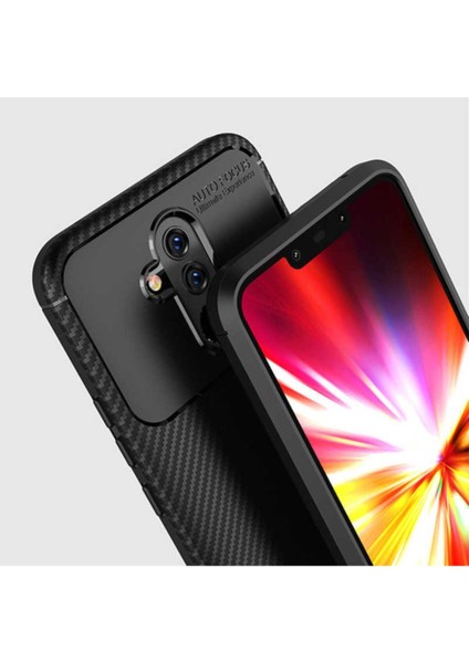 Huawei Mate 20 Lite Kılıf Rugged Armor Darbe Emici Uzun Ömürlü Dayanıklı Parmak İzi Yapmaz Karbon Tasarım Negro Silikon Kapak
