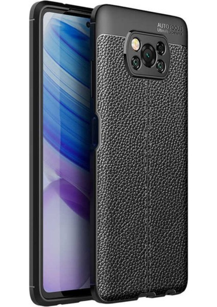 Xiaomi Poco X3 Kılıf Rugan Armor Deri Görünümlü Parmak İzi Yapmaz Dayanıklı Niss Silikon Kapak