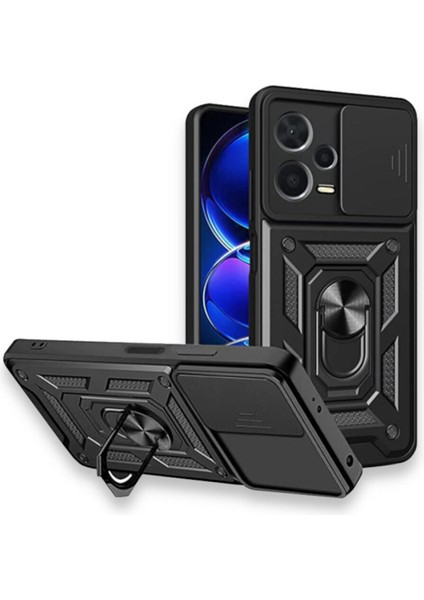 Xiaomi Poco X5 Pro 5g Kılıf Kamera Korumalı Sürgülü Yüzüklü Armor Military Tank Darbe Emici Kapak