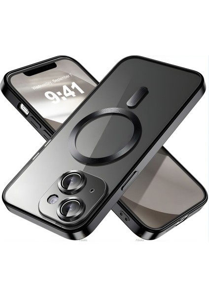 Apple iPhone 13 Kılıf Kamera Lens Korumalı Magsafe Şarj Kilifi Şeffaf Renkli Yumuşak Kapak