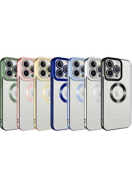 Apple iPhone 14 Pro Kılıf Logo Gösteren Parlak Kenarlı Kamera Lens Korumalı Şeffaf Omega Silikon Kapak indirimleri