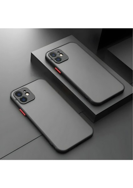 Apple iPhone 11 Kılıf Kamera Korumalı Mat Renkli Buzlu Hux Silikon Siyah modelleri