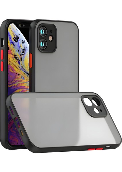 Apple iPhone 11 Kılıf Kamera Korumalı Mat Renkli Buzlu Hux Silikon Siyah indirimleri