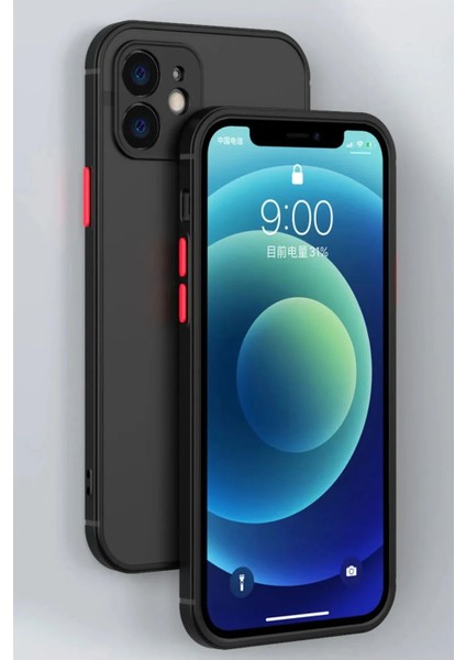 Apple iPhone 11 Kılıf Kamera Korumalı Mat Renkli Buzlu Hux Silikon Siyah