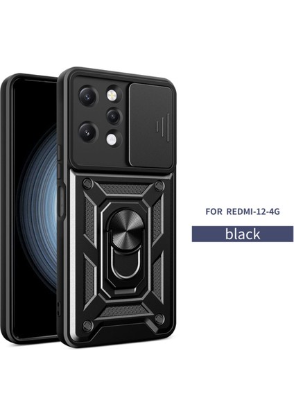 Xiaomi Redmi 12 Kılıf Kamera Korumalı Sürgülü Yüzüklü Armor Military Tank Koruyucu Kapak
