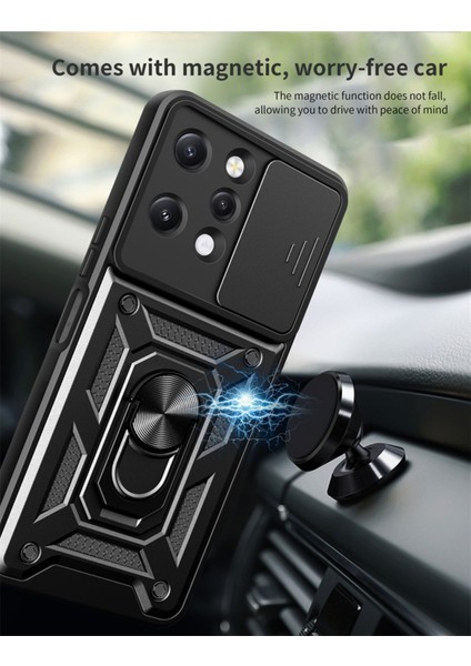 Xiaomi Redmi 12 Kılıf Kamera Korumalı Sürgülü Yüzüklü Armor Military Tank Koruyucu Kapak modelleri