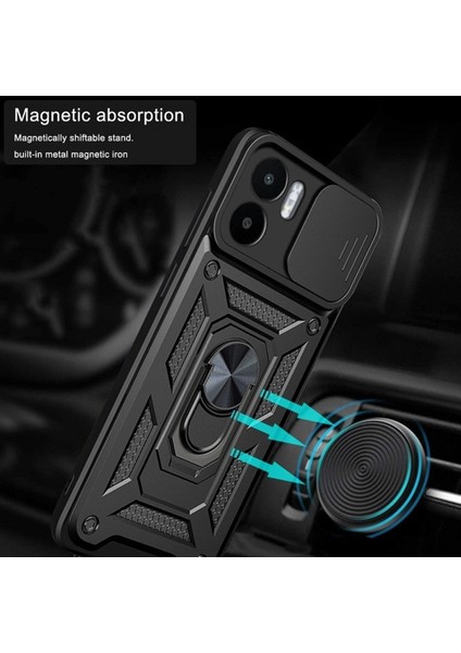 Xiaomi Redmi A1 Kılıf Kamera Korumalı Sürgülü Yüzüklü Armor Military Tank Koruyucu Kapak modelleri