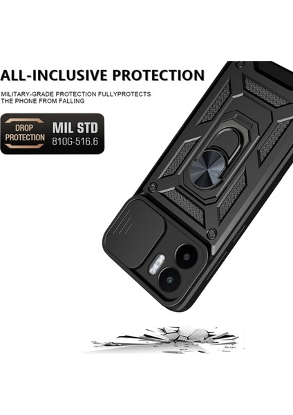 Xiaomi Redmi A1 Kılıf Kamera Korumalı Sürgülü Yüzüklü Armor Military Tank Koruyucu Kapak fırsatları