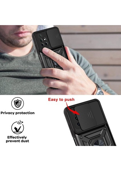 Xiaomi Redmi 10 2022 Uyumlu Kılıf Kamera Korumalı Sürgülü Yüzüklü Koruyucu Armor Tank Kapak fiyatları