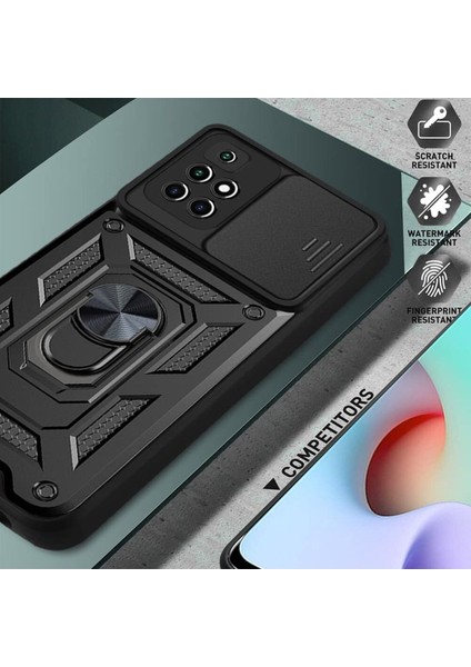 Xiaomi Redmi 10 2022 Uyumlu Kılıf Kamera Korumalı Sürgülü Yüzüklü Koruyucu Armor Tank Kapak