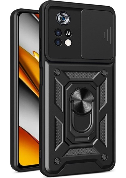Xiaomi Redmi Note 11 Pro Kılıf Kamera Korumalı Sürgülü Yüzüklü Armor Military Tank