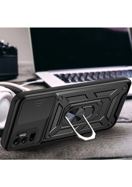 Oppo A16 Uyumlu Kılıf Kamera Korumalı Sürgülü Yüzüklü Armor Military Tank Zırhlı modelleri
