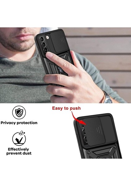 Samsung Galaxy S22 Plus Uyumlu Kılıf Kamera Korumalı Sürgülü Yüzüklü Armor Military Tank Zırhlı fiyatları