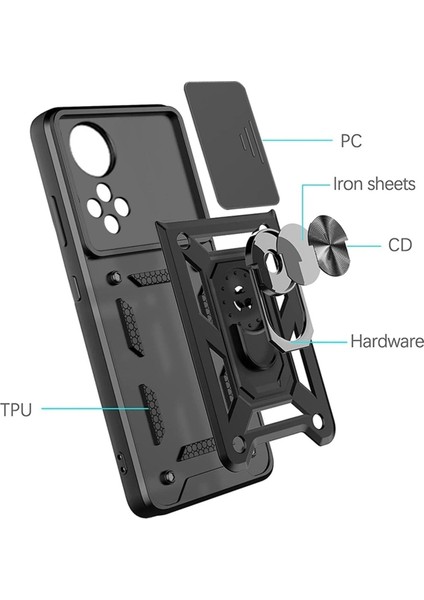 Huawei Nova Y70 Kılıf Kamera Korumalı Sürgülü Yüzüklü Armor Military Tank Koruyucu Kapak modelleri
