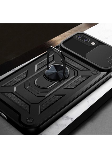 Apple iPhone 11 Uyumlu Kılıf Kamera Korumalı Sürgülü Yüzüklü Armor Military Tank Zırh