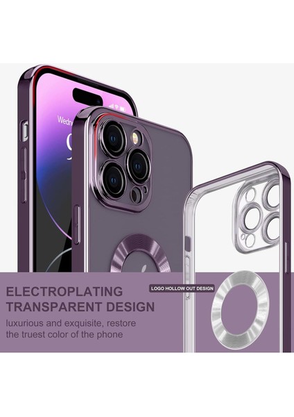 Apple iPhone 14 Pro Kılıf Logo Gösteren Parlak Kenarlı Kamera Lens Korumalı Şeffaf Omega Silikon Kapak indirimleri