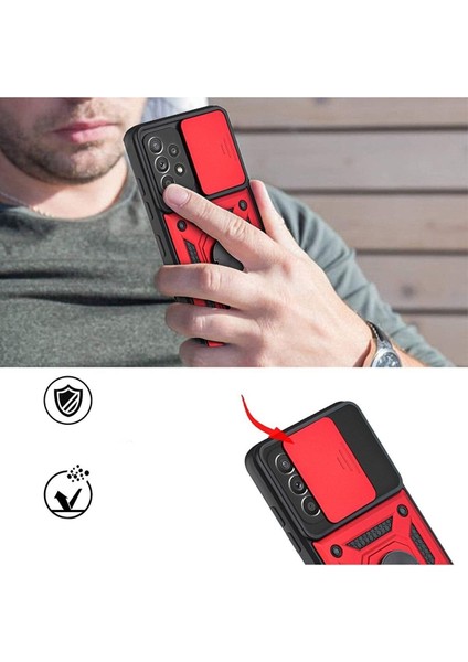 A12/M12 Uyumlu Kılıf Kamera Korumalı Sürgülü Yüzüklü Armor Military Tank Zırh modelleri