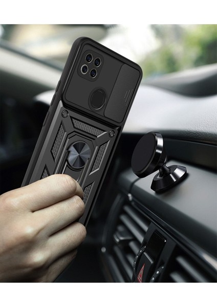 Oppo A15-A15S Uyumlu Kılıf Kamera Korumalı Sürgülü Yüzüklü Armor Military Tank Zırh indirimleri