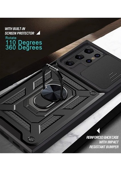 Samsung Galaxy S22 Ultra Uyumlu Kılıf Kamera Korumalı Sürgülü Yüzüklü Armor Military Tank Zırhlı fırsatları