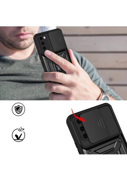 S20 Uyumlu Kılıf Kamera Korumalı Sürgülü Yüzüklü Armor Military Tank Zırh modelleri