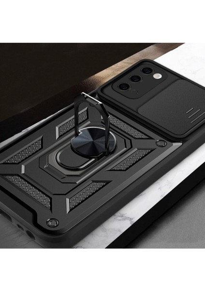 S20 Uyumlu Kılıf Kamera Korumalı Sürgülü Yüzüklü Armor Military Tank Zırh