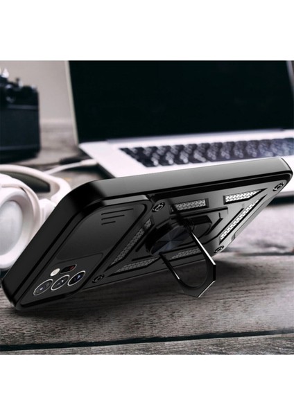 S20 Uyumlu Kılıf Kamera Korumalı Sürgülü Yüzüklü Armor Military Tank Zırh