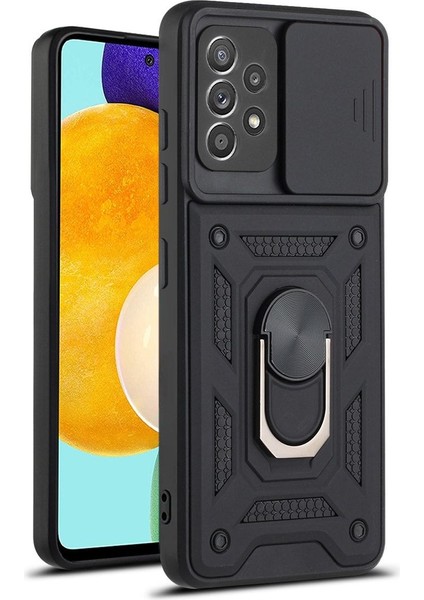 Samsung Galaxy A73 5G Kılıf Kamera Korumalı Sürgülü Yüzüklü Armor Military Tank Koruyucu Kapak
