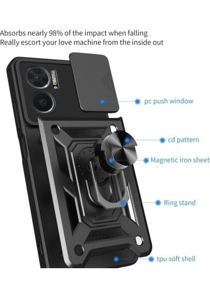 Xiaomi Redmi Note 11E Kılıf Kamera Korumalı Sürgülü Yüzüklü Armor Military Tank Koruyucu Kapak fırsatları