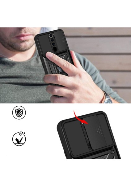 Xiaomi Redmi Note 8 Pro Uyumlu Kılıf Kamera Korumalı Sürgülü Yüzüklü Armor Military Tank Zırh fiyatları