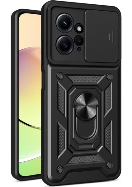 Xiaomi Redmi Note 12 Kılıf Kamera Korumalı Sürgülü Yüzüklü Armor Military Tank Koruyucu Kapak