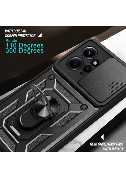 Xiaomi Redmi Note 12 Kılıf Kamera Korumalı Sürgülü Yüzüklü Armor Military Tank Koruyucu Kapak modelleri