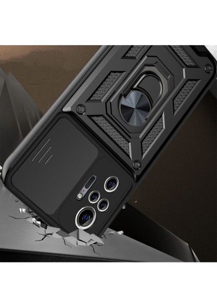 Xiaomi Redmi Note 10/10S Uyumlu Kılıf Kamera Korumalı Sürgülü Yüzüklü Armor Military Tank Zırh fırsatları