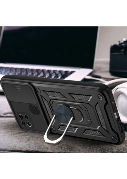 Xiaomi Redmi 9c Uyumlu Kılıf Kamera Korumalı Sürgülü Yüzüklü Armor Military Tank Zırh