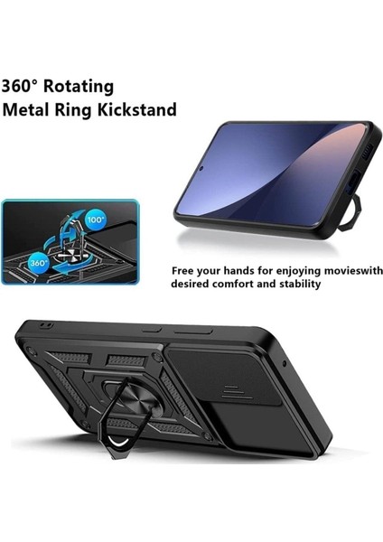 Xiaomi Mi 12 Pro Uyumlu Kılıf Kamera Korumalı Sürgülü Yüzüklü Armor Military Tank Zırhlı modelleri