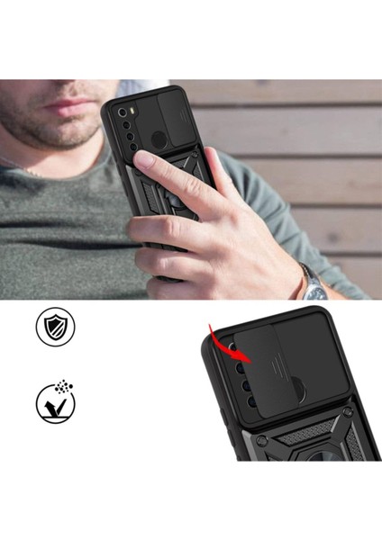 Xiaomi Redmi Note 8 Uyumlu Kılıf Kamera Korumalı Sürgülü Yüzüklü Armor Military Tank Zırh fiyatları