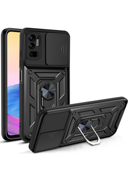Xiaomi Poco M3/xiaomi Redmi 9t Uyumlu Kılıf Kamera Korumalı Sürgülü Yüzüklü Armor Military Tank Zırh