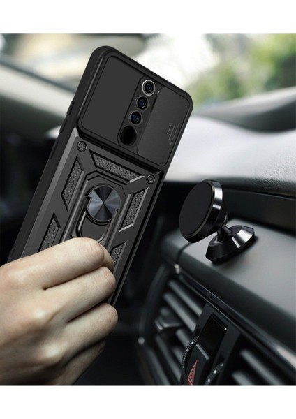 Xiaomi Redmi 9 Uyumlu Kılıf Kamera Korumalı Sürgülü Yüzüklü Armor Military Tank Zırh fırsatları