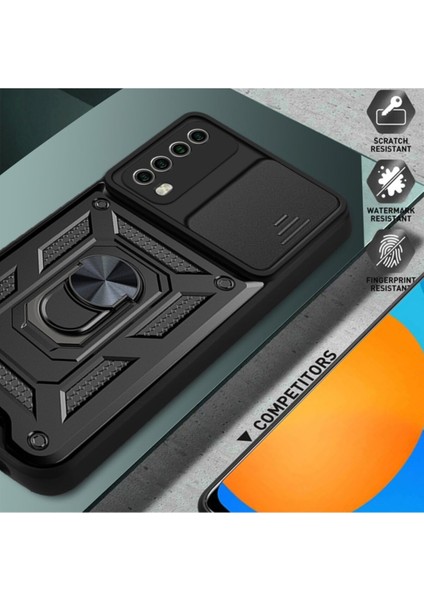Vivo Y20/Y20S Uyumlu Kılıf Kamera Korumalı Sürgülü Yüzüklü Armor Military Tank Zırh