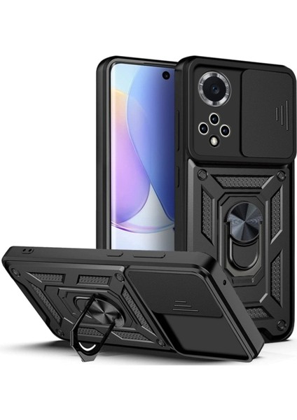 Huawei Nova 9 Kılıf Kamera Korumalı Sürgülü Yüzüklü Armor Military Tank Koruyucu Kapak
