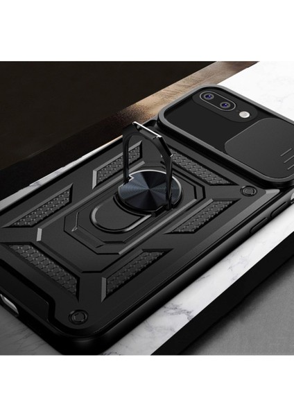 Apple iPhone 7 Uyumlu Kılıf Kamera Korumalı Sürgülü Yüzüklü Armor Military Tank Zırh