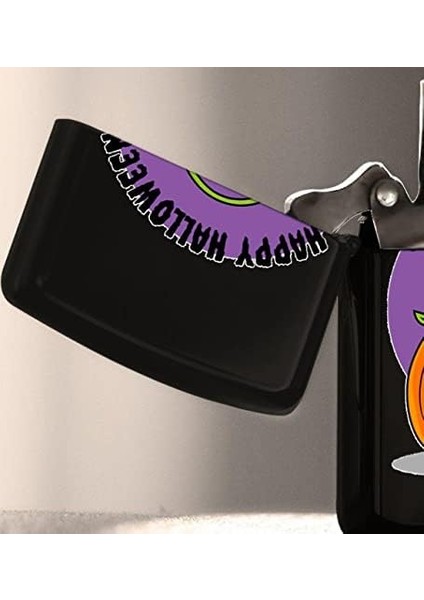 Gift Halloween Trick Or Treat Tasarımlı Renkli Baskılı Siyah Benzinli Metal Çakmak modelleri