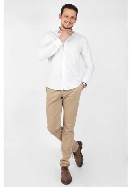 Erkek Fleto Cep Gabardin Pantolon Bej