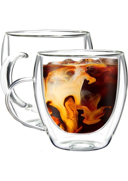Home 2 Adet 250 ml Çift Cidarlı Kupa Bardak,kahve,çay ve Bitki Çayı Için Borosilikat Kupa Termisil Kahve Bardağı,kahve Çay Fincanı (2 Adet)