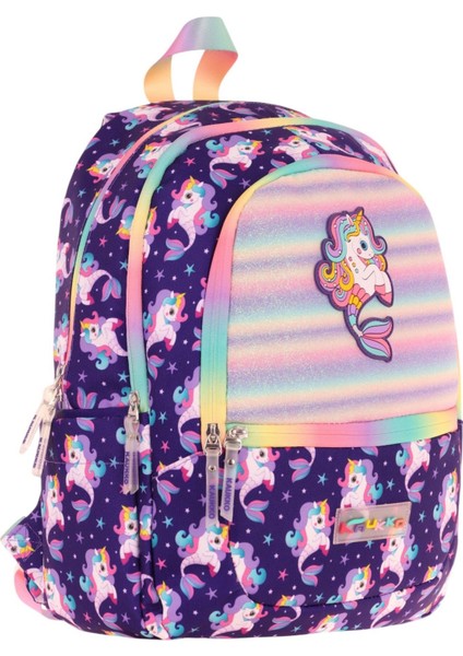 Üç Bölmeli Kız Çocuk Ilkokul Sırt Çantası (L5228) - Mor - Kauçuk Unicorn